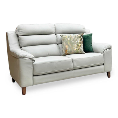 ‘Preston’ Pearl Grey Real Leather 2 Seater Sofa