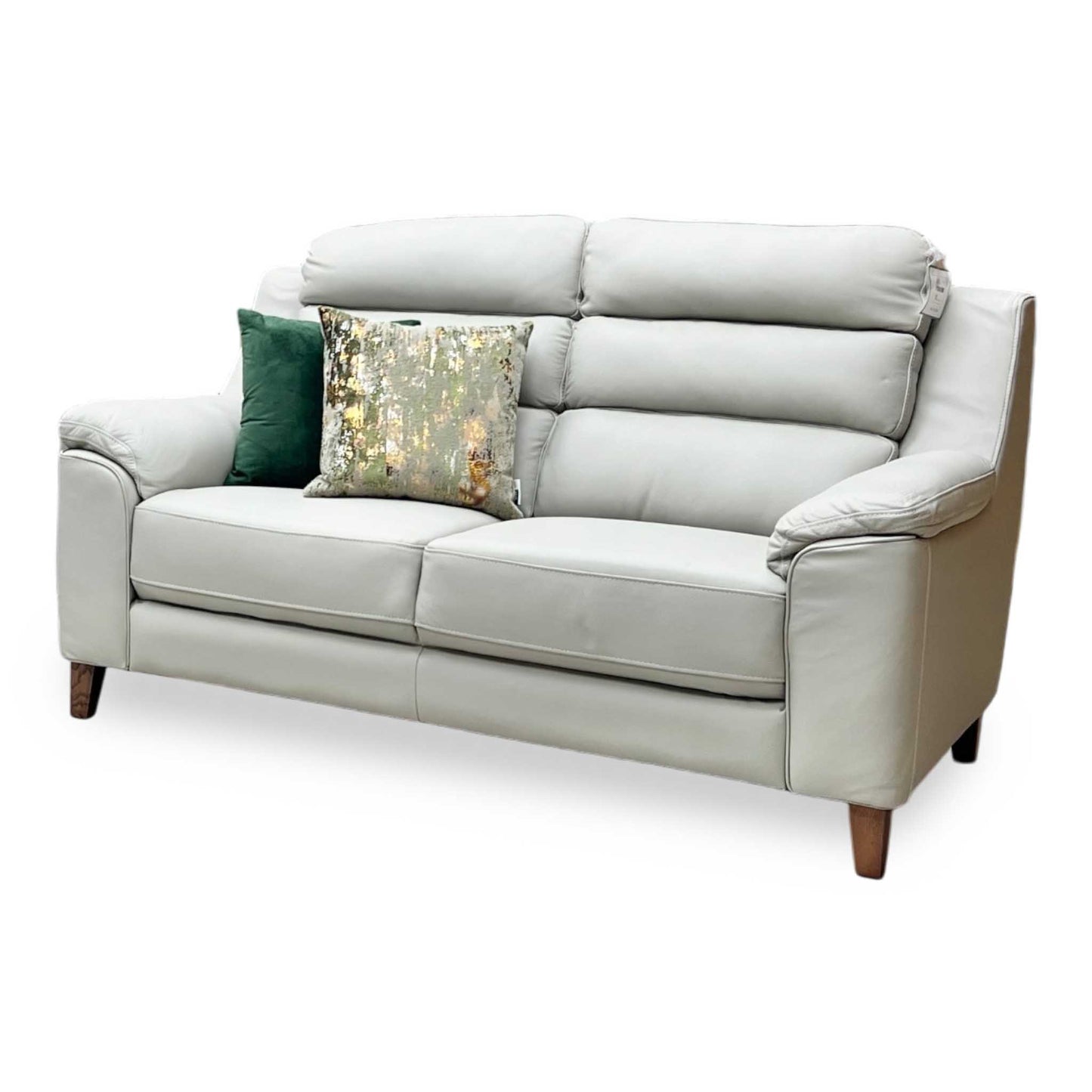 ‘Preston’ Pearl Grey Real Leather 2 Seater Sofa