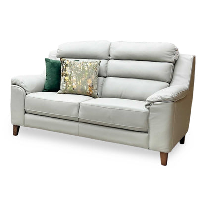 ‘Preston’ Pearl Grey Real Leather 2 Seater Sofa