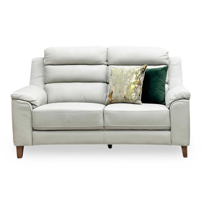 ‘Preston’ Pearl Grey Real Leather 2 Seater Sofa