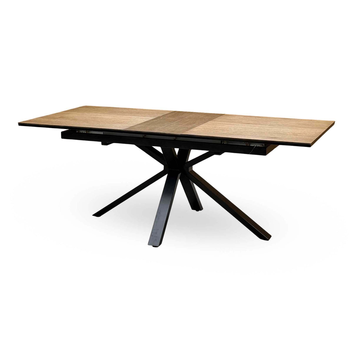 'Jupiter' Dark Oak 160cm Pop Up Extending Dining Table +  Grey Faux Leather Swivel Chairs Set of 6