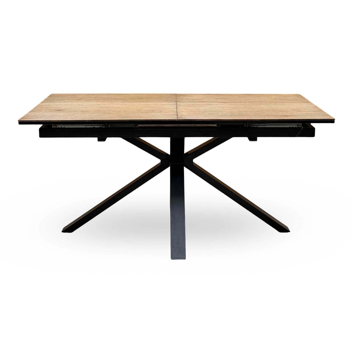'Jupiter' Dark Oak 160cm Pop Up Extending Dining Table +  Grey Faux Leather Swivel Chairs Set of 6