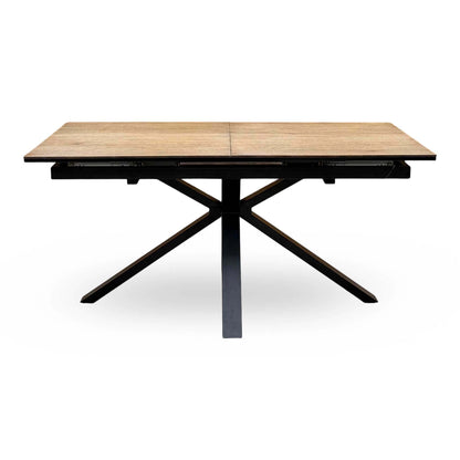 'Jupiter' Dark Oak 160cm Pop Up Extending Dining Table +  Grey Faux Leather Swivel Chairs Set of 6