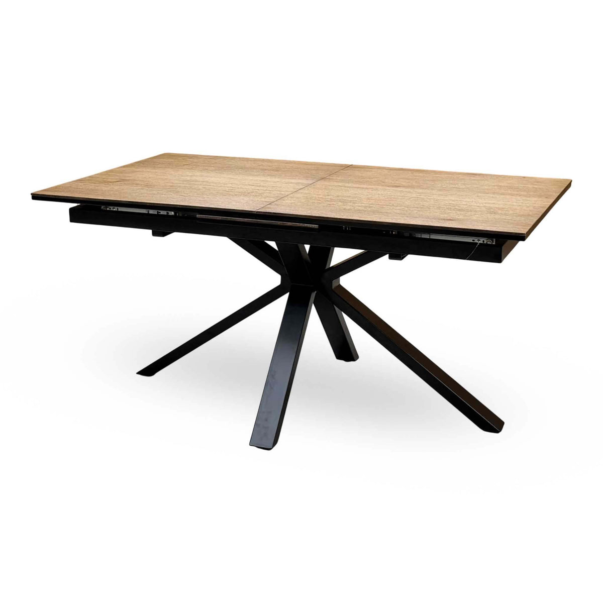 'Jupiter' Dark Oak 160cm Pop Up Extending Dining Table +  Grey Faux Leather Swivel Chairs Set of 6