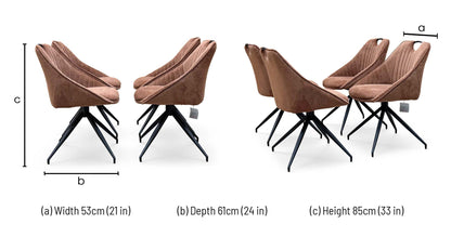 ‘Jai’ Rust Orange Fabric Set of 4 Swivel Dining Chairs