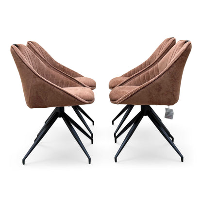 ‘Jai’ Rust Orange Fabric Set of 4 Swivel Dining Chairs