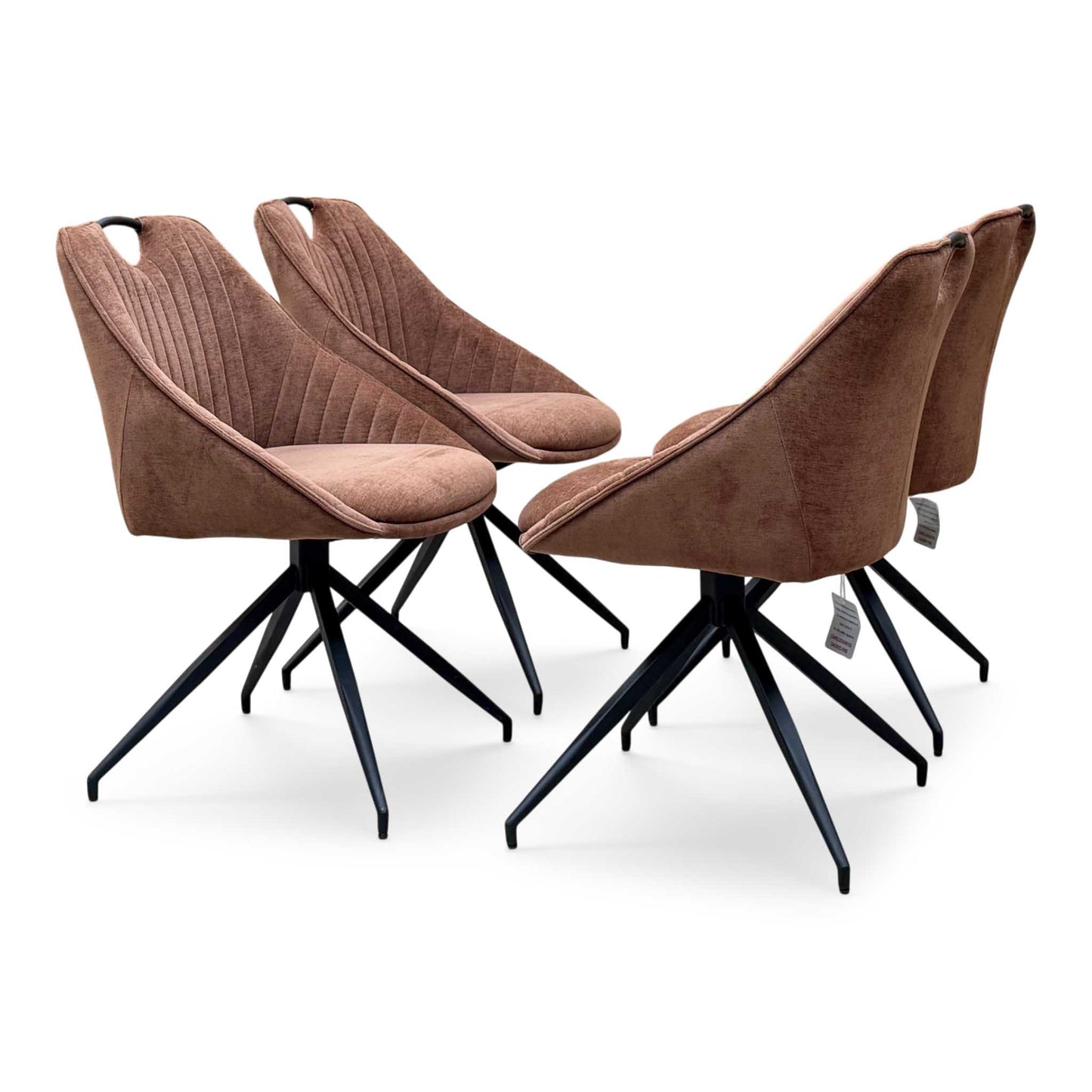 ‘Jai’ Rust Orange Fabric Set of 4 Swivel Dining Chairs