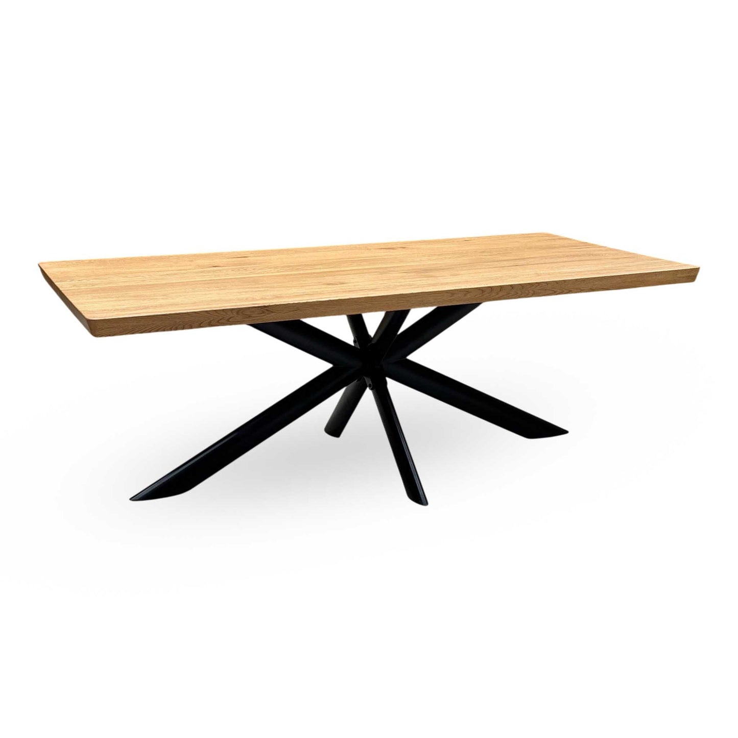 Bodahl ‘Athena’ 1 Oil Solid Oak Soft Edge 220cm Dining Table with Metal Star Base