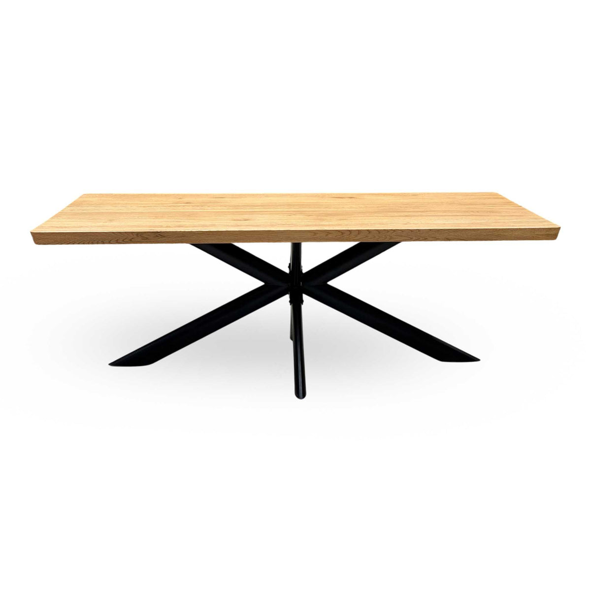 Bodahl ‘Athena’ 1 Oil Solid Oak Soft Edge 220cm Dining Table with Metal Star Base