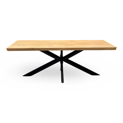 Bodahl ‘Athena’ 1 Oil Solid Oak Soft Edge 220cm Dining Table with Metal Star Base