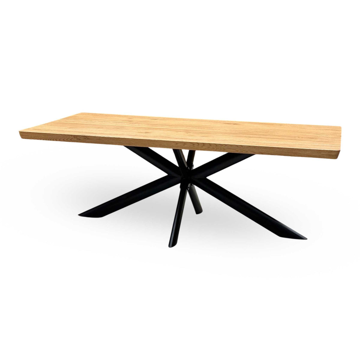 Bodahl ‘Athena’ 1 Oil Solid Oak Soft Edge 220cm Dining Table with Metal Star Base