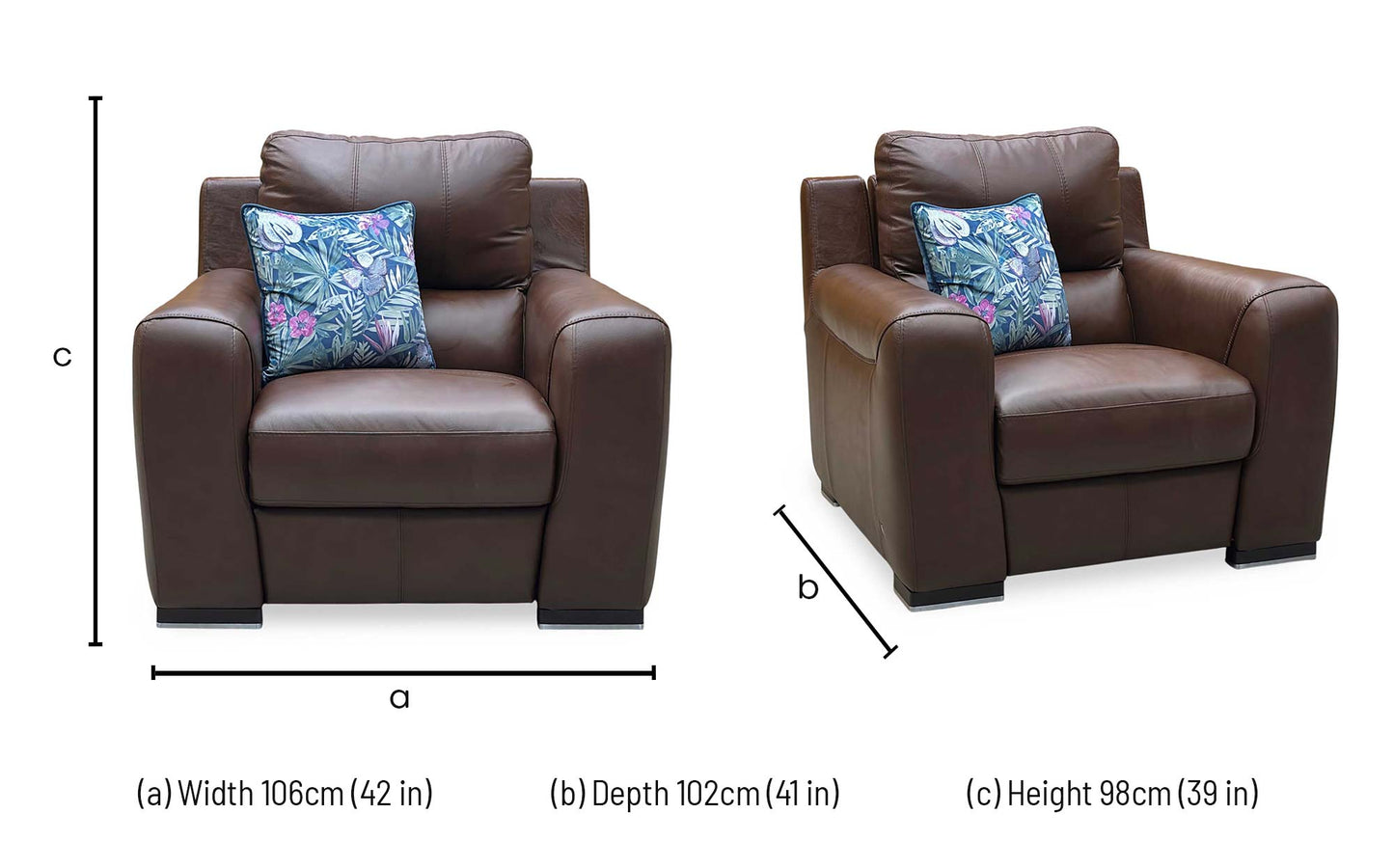 ‘Viali' Cometa Brown 2847 Leather Power Recliner Chair