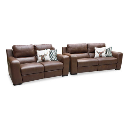 ‘Viali’ Cometa Brown 2874 Leather 3 + 2 Seater Power Recliner Sofa Set