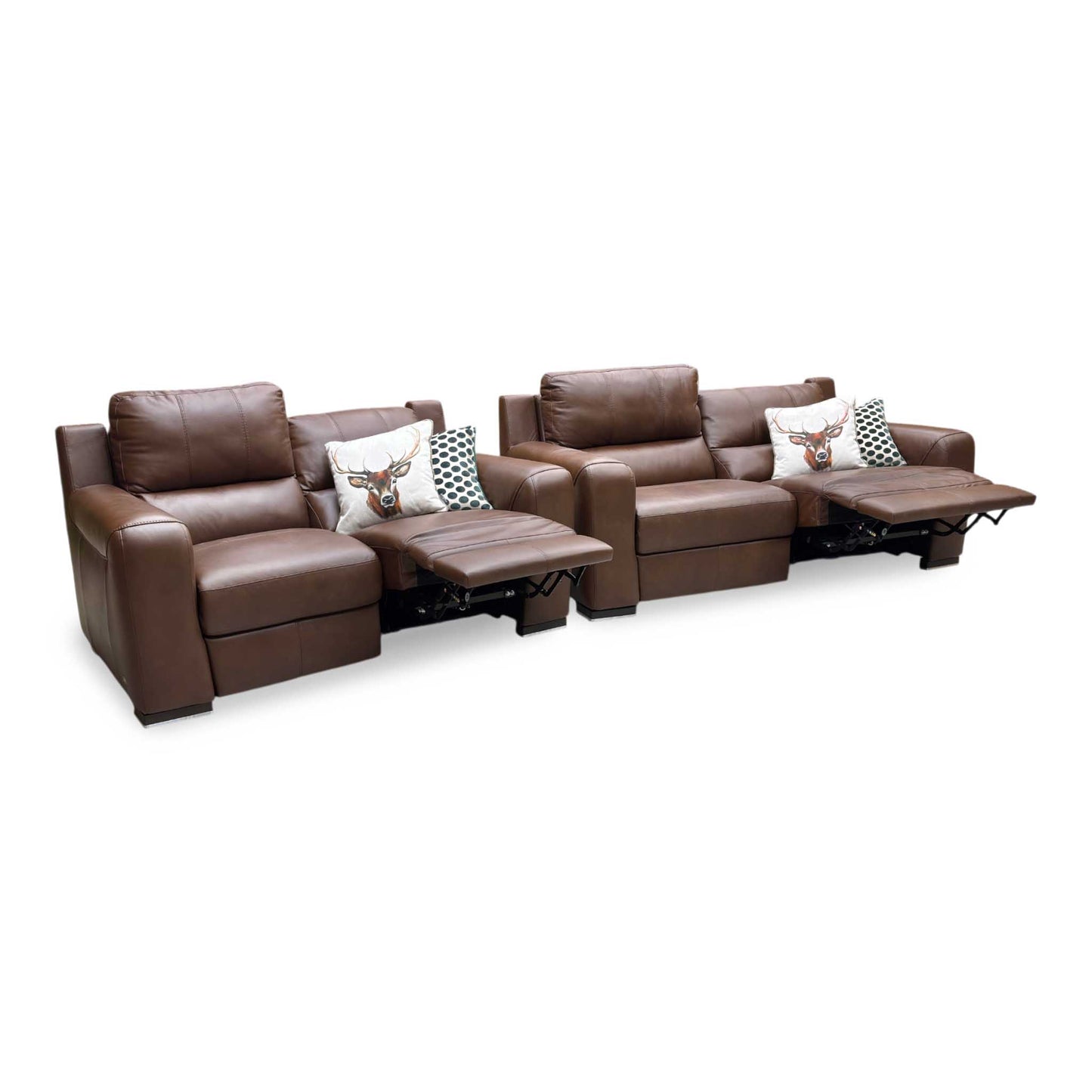 ‘Viali’ Cometa Brown 2874 Leather 3 + 2 Seater Power Recliner Sofa Set