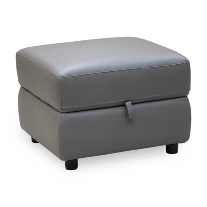 World of Leather ‘Touch’ Bv-042e Elephant Grey Leather Storage Footstool