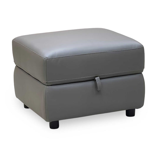 World of Leather ‘Touch’ Bv-042e Elephant Grey Leather Storage Footstool
