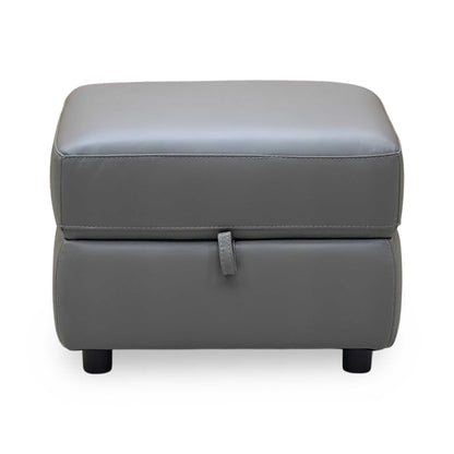 World of Leather ‘Touch’ Bv-042e Elephant Grey Leather Storage Footstool