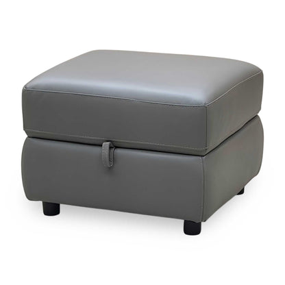 World of Leather ‘Touch’ Bv-042e Elephant Grey Leather Storage Footstool