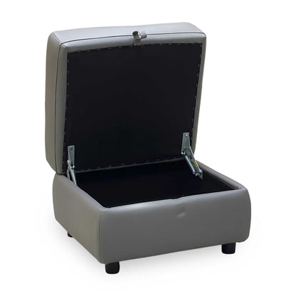 World of Leather ‘Touch’ Bv-042e Elephant Grey Leather Storage Footstool