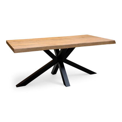 Bodahl ‘Terra’ 6 Bassano Solid Oak Raw Edge 180cm Dining Table with Metal Star Base