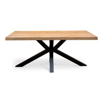 Bodahl ‘Terra’ 6 Bassano Solid Oak Raw Edge 180cm Dining Table with Metal Star Base