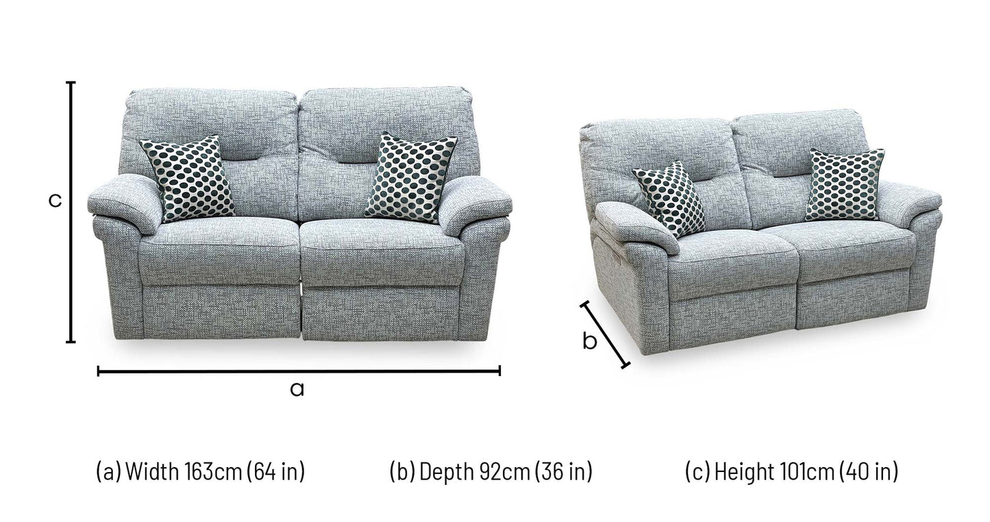 G Plan ‘Seattle’ B030 Remco Light Grey Fabric 2.5 Seater Power Recliner Sofa