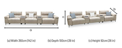 World of Leather ‘Homestage’ Nc-039c Pebble Cream Leather 4 Seater Power Recliner Sofa with Power Headrests + Media Consoles