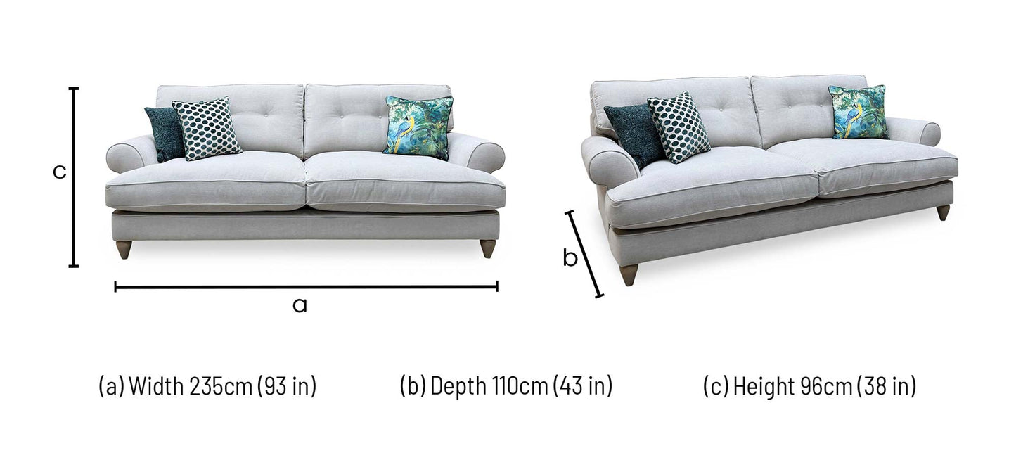 The Lounge Co. ‘Bronwyn’ Bra223 Brandy Butter Grey Fabric 4 Seater Classic Back Sofa