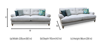 The Lounge Co. ‘Bronwyn’ Bra223 Brandy Butter Grey Fabric 4 Seater Classic Back Sofa