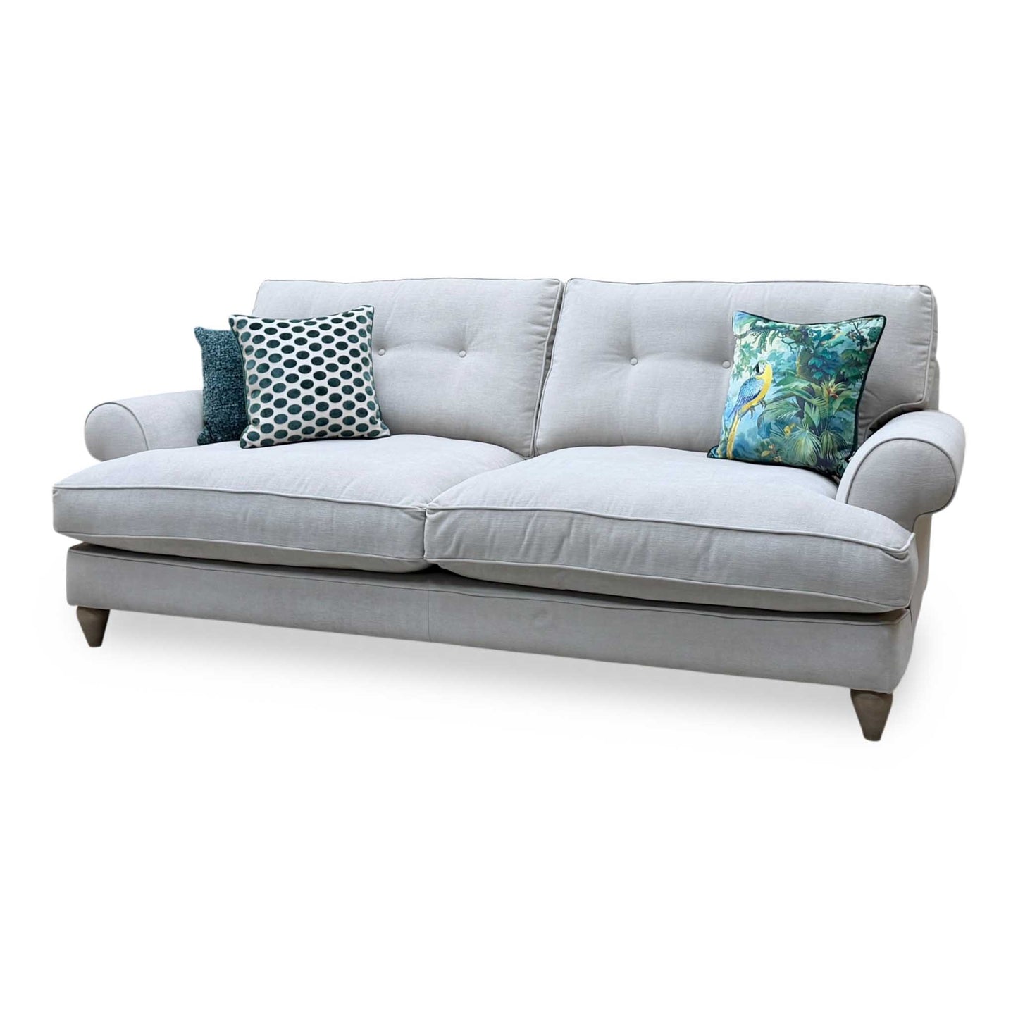 The Lounge Co. ‘Bronwyn’ Bra223 Brandy Butter Grey Fabric 4 Seater Classic Back Sofa
