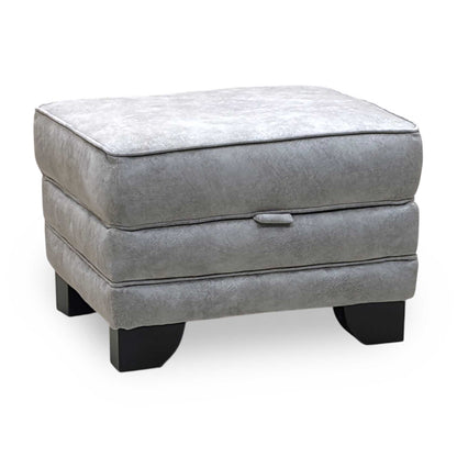 ‘Mariah' Dapple Silver Velvet Fabric Small Storage Footstool