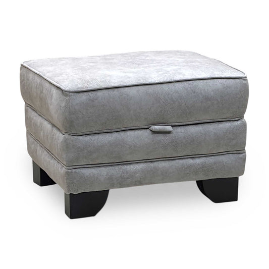 ‘Mariah' Dapple Silver Velvet Fabric Small Storage Footstool