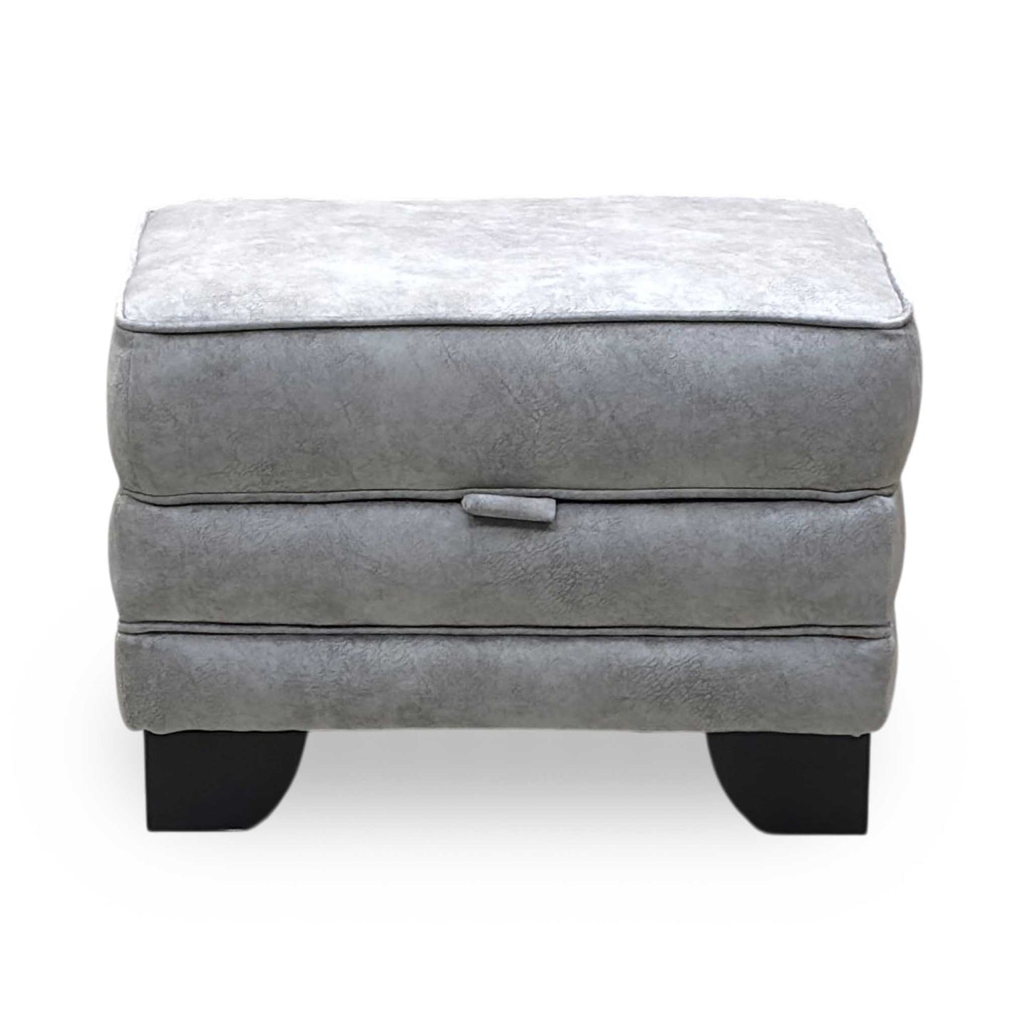 ‘Mariah' Dapple Silver Velvet Fabric Small Storage Footstool