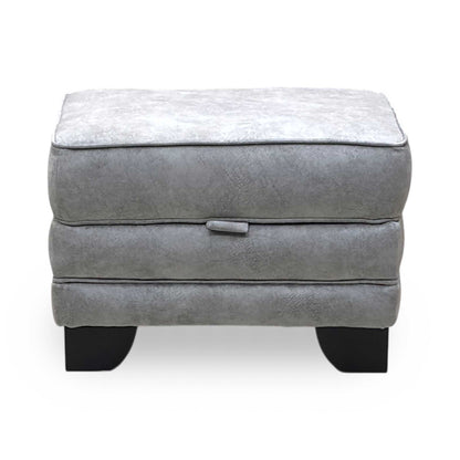 ‘Mariah' Dapple Silver Velvet Fabric Small Storage Footstool