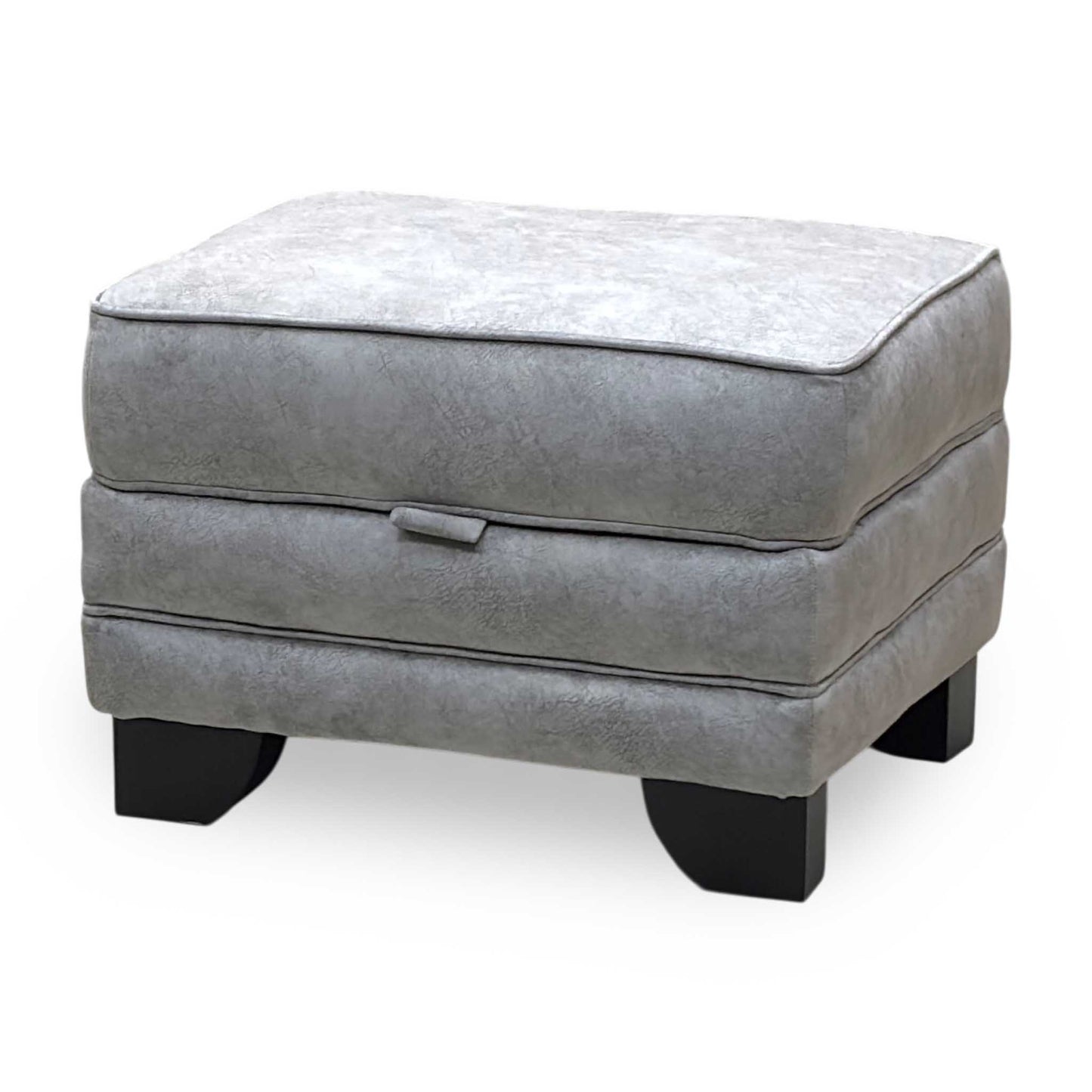 ‘Mariah' Dapple Silver Velvet Fabric Small Storage Footstool