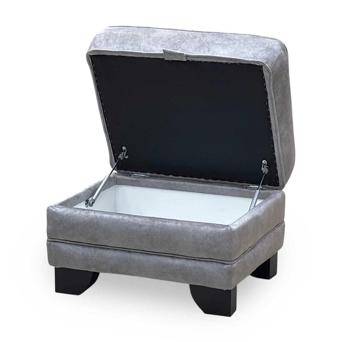 ‘Mariah' Dapple Silver Velvet Fabric Small Storage Footstool