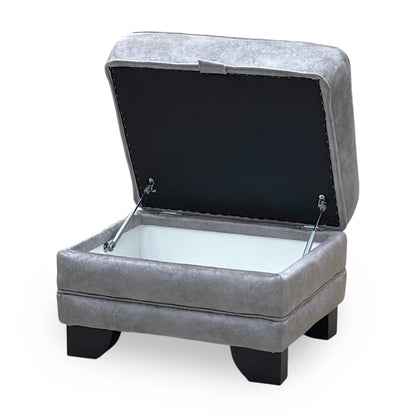 ‘Mariah' Dapple Silver Velvet Fabric Small Storage Footstool