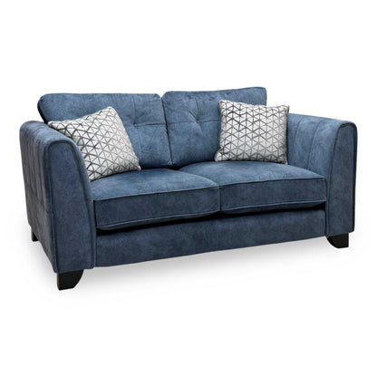 ‘Mariah’ Dapple Ocean Blue-No Insert Velvet Fabric 2 Seater Classic Back Sofa (Ariana)