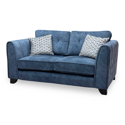 ‘Mariah’ Dapple Ocean Blue-No Insert Velvet Fabric 2 Seater Classic Back Sofa (Ariana)
