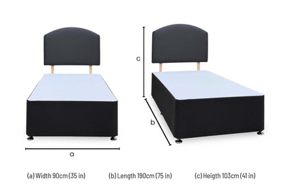 Silentnight ‘Selene’ Ebony Grey Fabric Headboard + 2 Draw Divan Base - Single