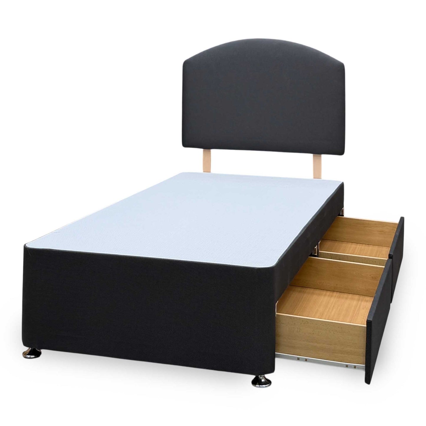 Silentnight ‘Selene’ Ebony Grey Fabric Headboard + 2 Draw Divan Base - Single