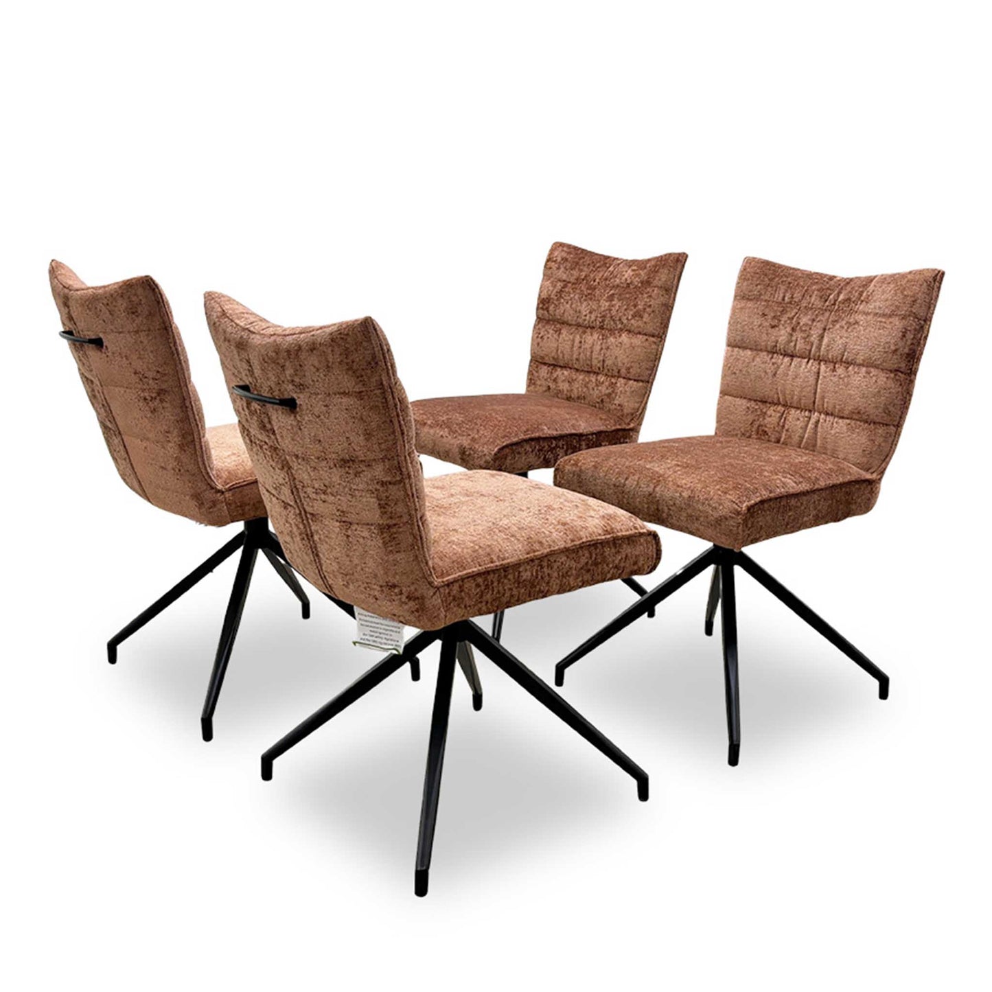 'Saturn' Solid Oak Compact 135cm Fixed Dining Table with Rust Sumptuous Velvet Dining Chairs - Set of 4