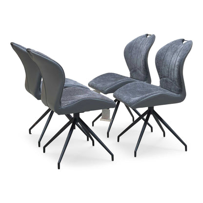 ‘Raul’ Anthracite Grey Fabric Set of 4 Swivel Dining Chairs