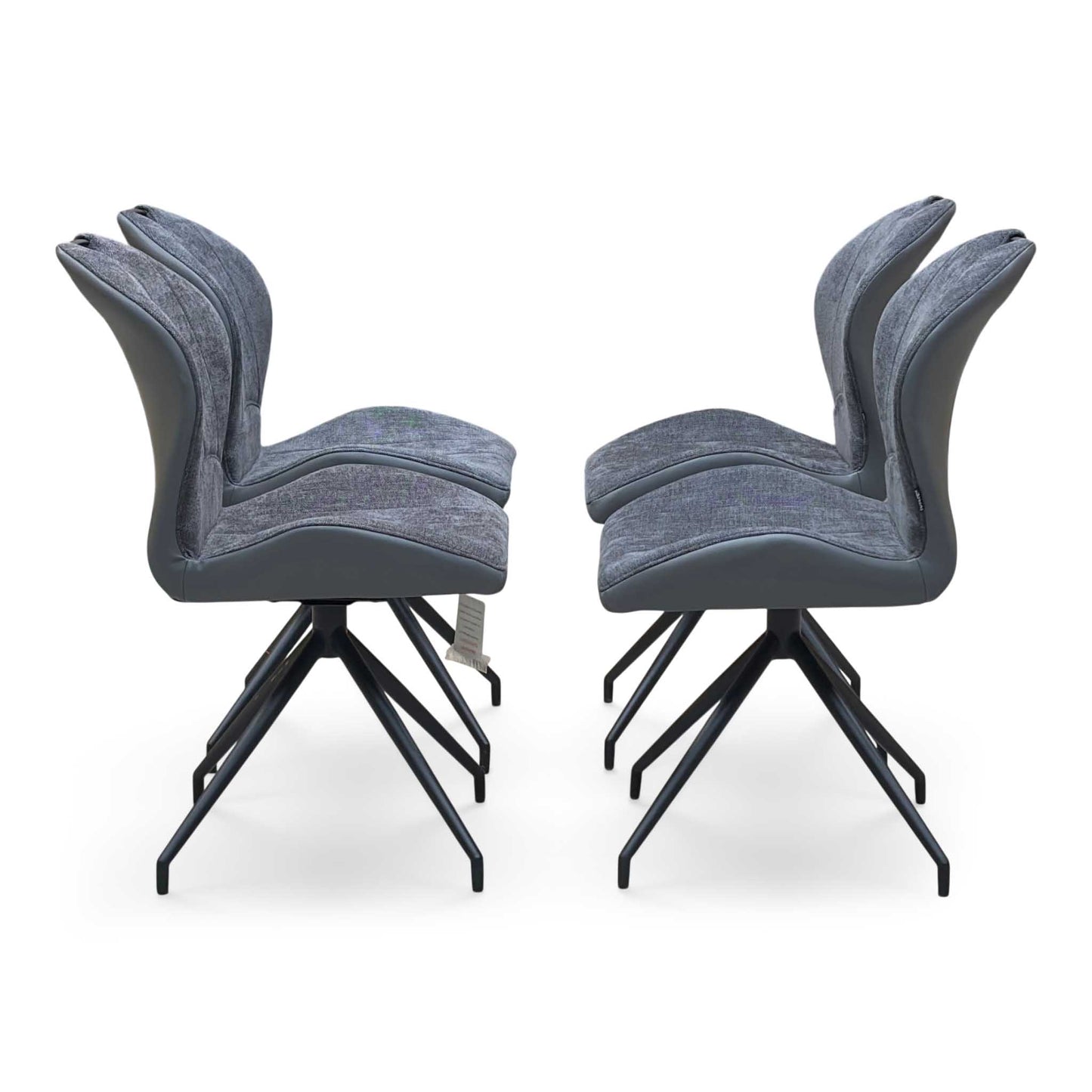 ‘Raul’ Anthracite Grey Fabric Set of 4 Swivel Dining Chairs