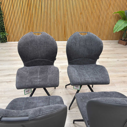‘Raul’ Anthracite Grey Fabric Set of 4 Swivel Dining Chairs