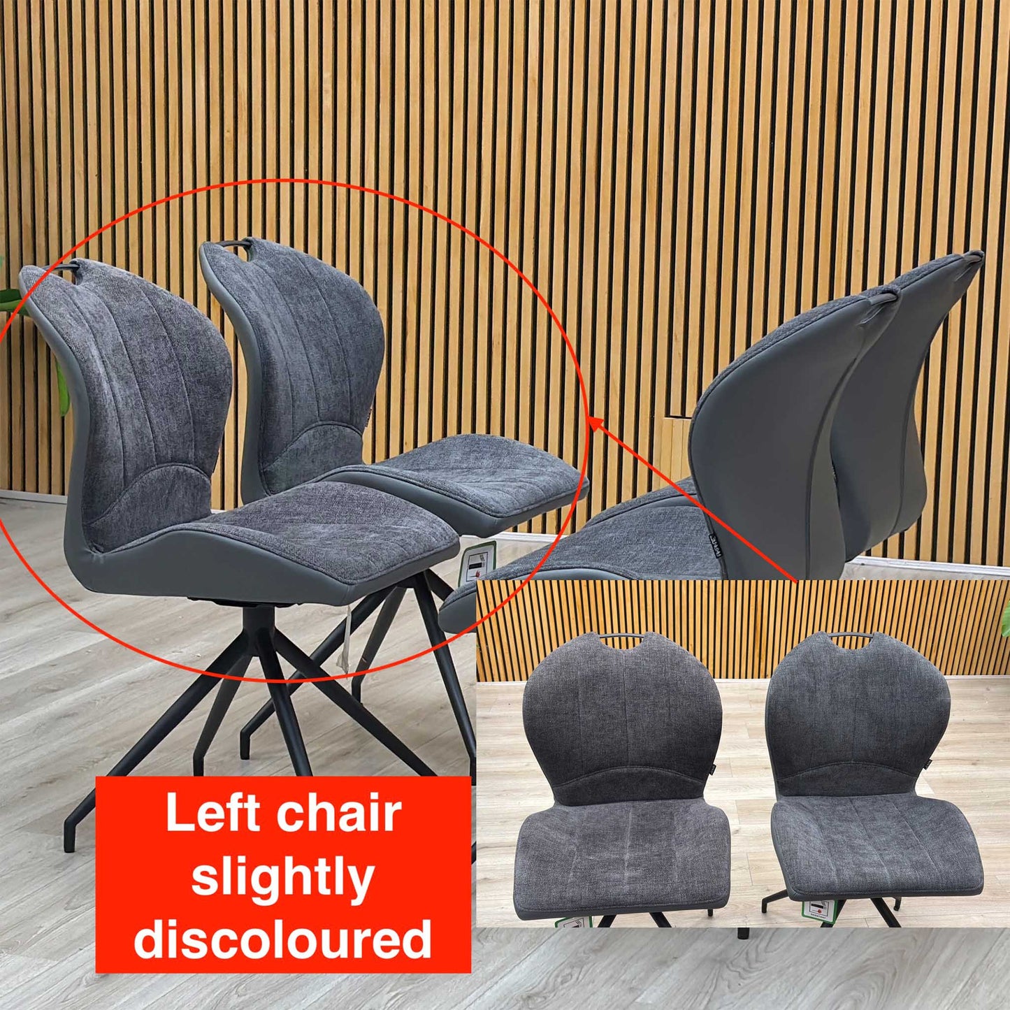 ‘Raul’ Anthracite Grey Fabric Set of 4 Swivel Dining Chairs