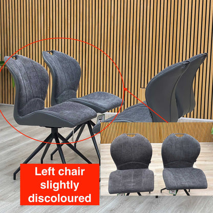 ‘Raul’ Anthracite Grey Fabric Set of 4 Swivel Dining Chairs