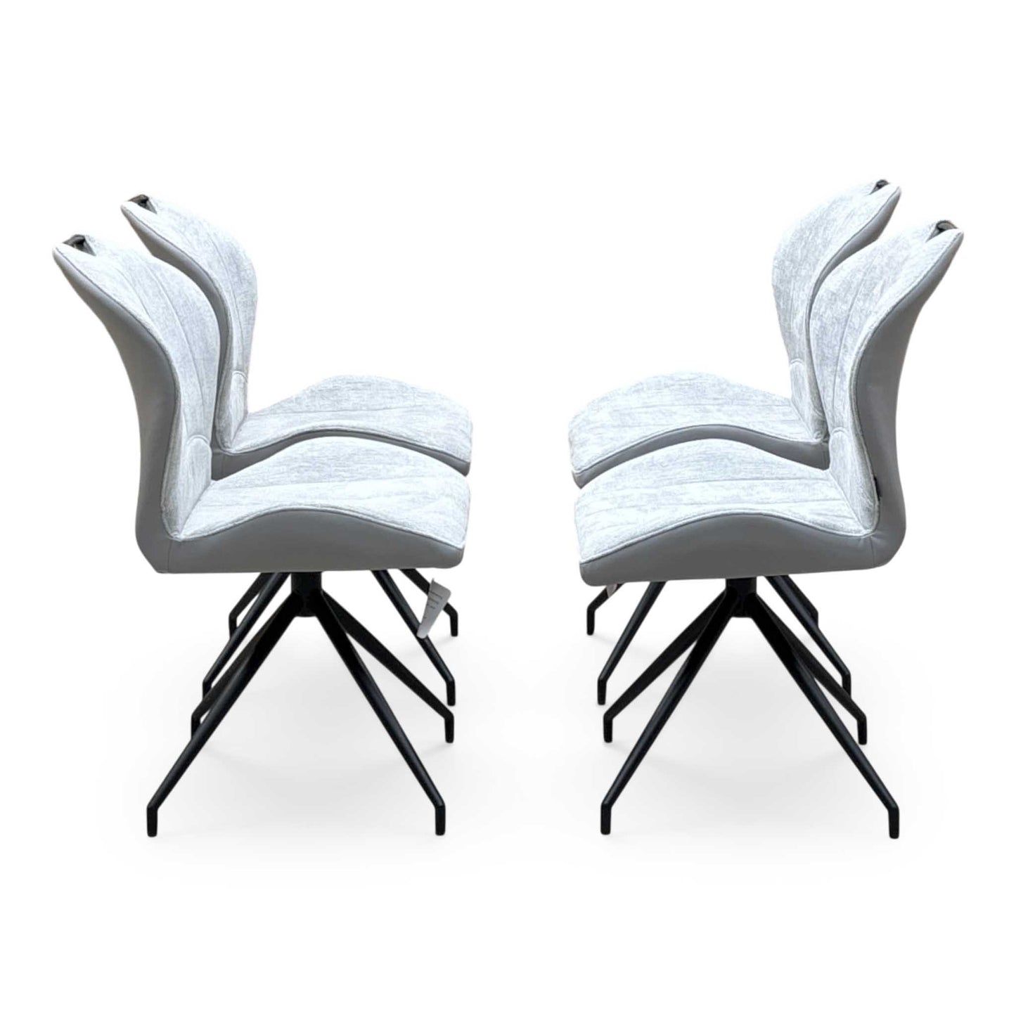 ‘Raul’ Stone Grey Fabric Set of 4 Swivel Dining Chairs