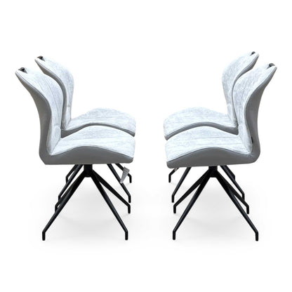‘Raul’ Stone Grey Fabric Set of 4 Swivel Dining Chairs
