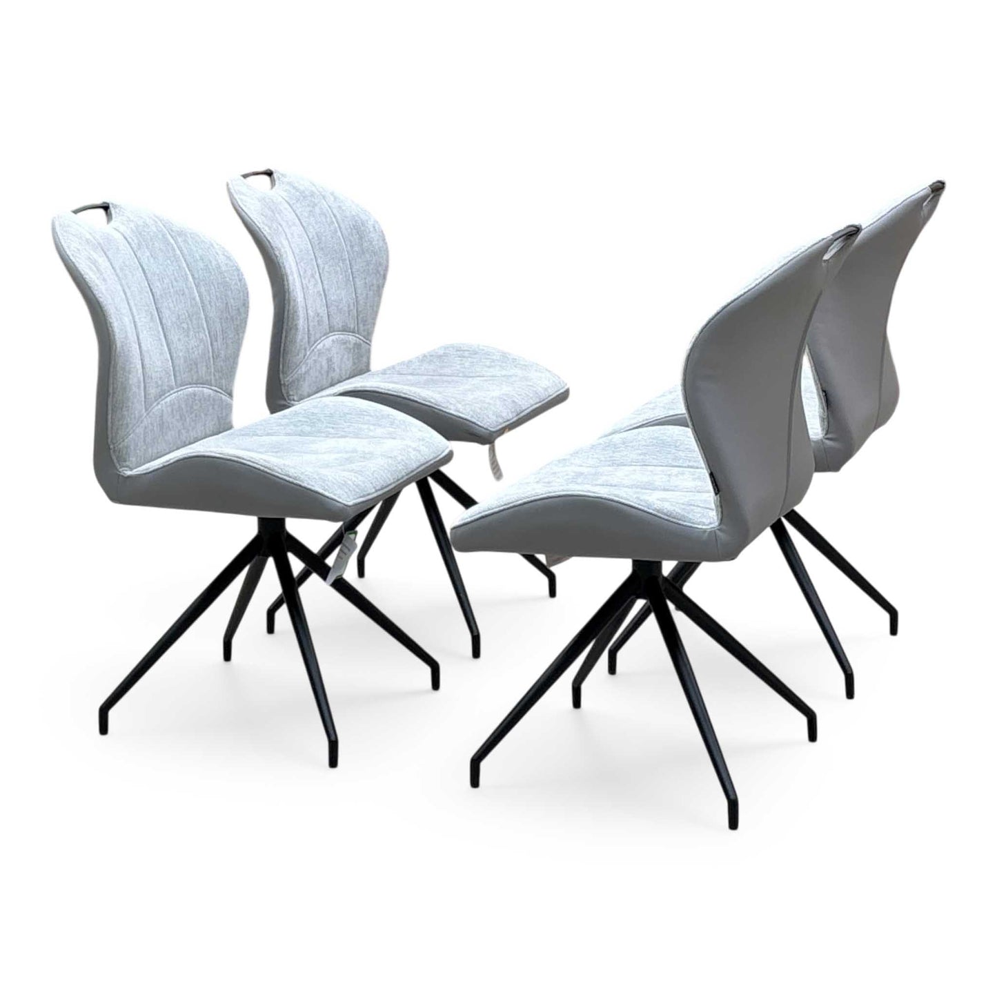 ‘Raul’ Stone Grey Fabric Set of 4 Swivel Dining Chairs